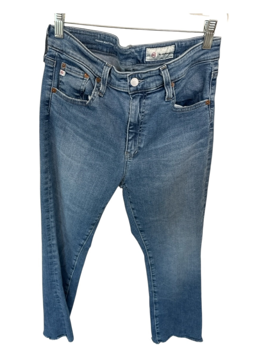 AG Size 30 Light Wash Cotton Blend Mid Rise Bootcut Crop Jeans