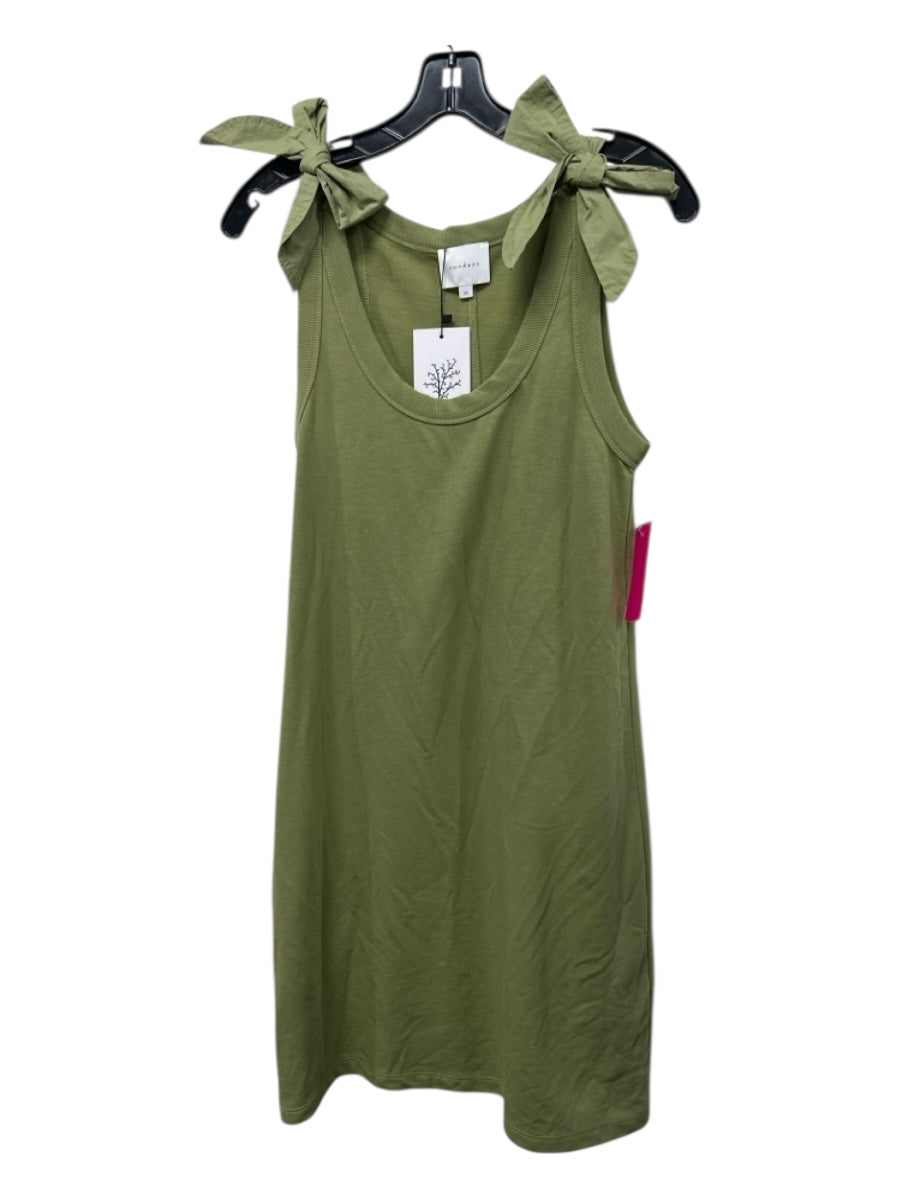 Sundays Size XS Sage green Cotton Blend Ribbed Trim Tie Straps Mini Dress