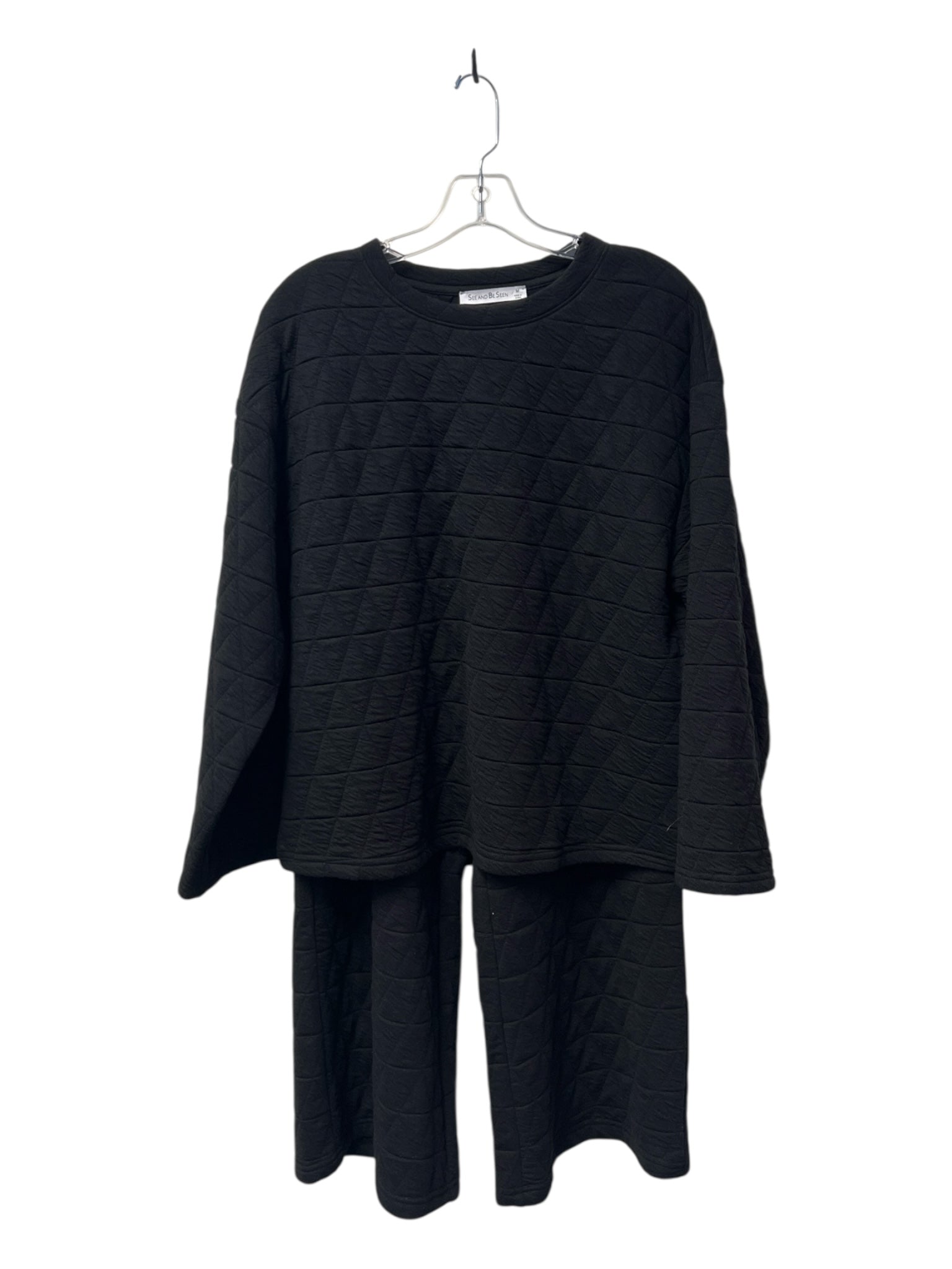 See and Be Seen Size S/M Black Polyester Blend Scoop Neck & Back Long Sleeve Set