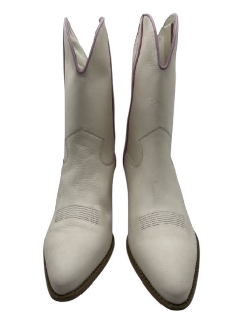 Free People Shoe Size 39 Cream & Purple Leather Calf High Western Boots