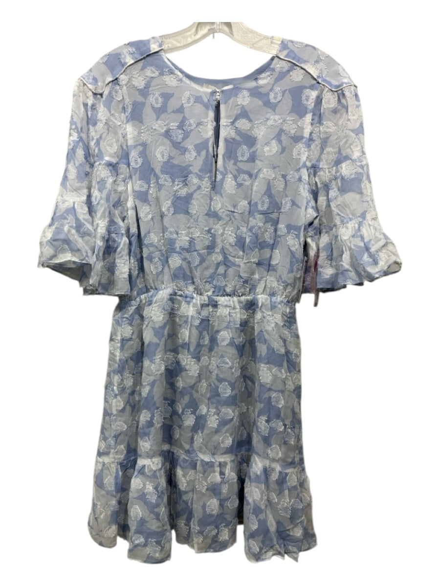 Joie Size S Baby Blue & White Silk Blend Short Sleeve Floral Tiered V Neck Dress