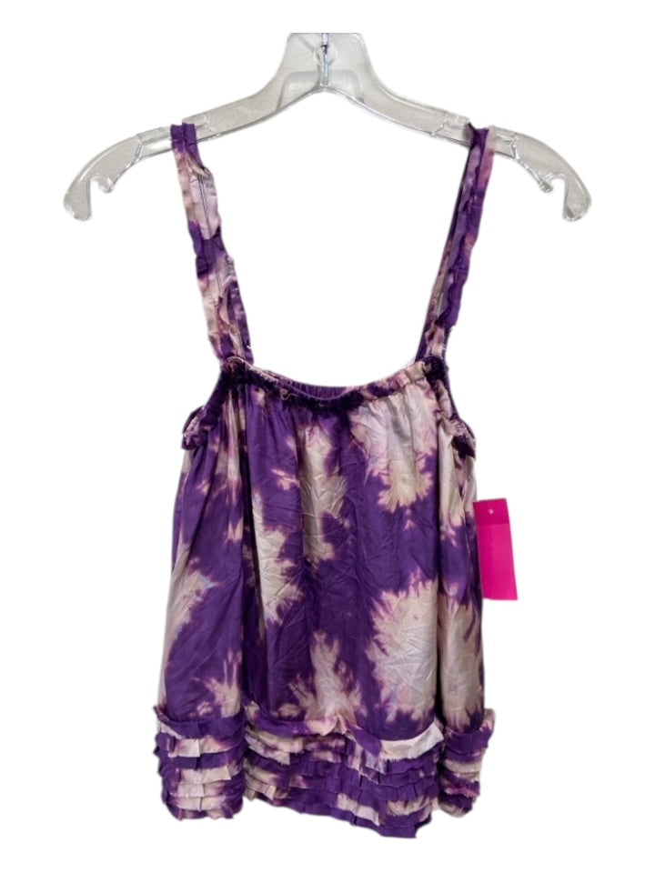 Ulla Johnson Size 4 purple & pink Silk Tie Dye Square Neck Sleeveless Top