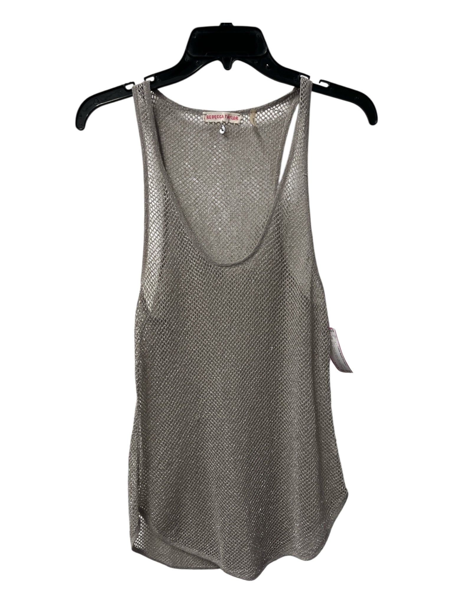 Rebecca Taylor Size Large Gray & Silver No Fabric Tag Scoop Neck Sleeveless Top