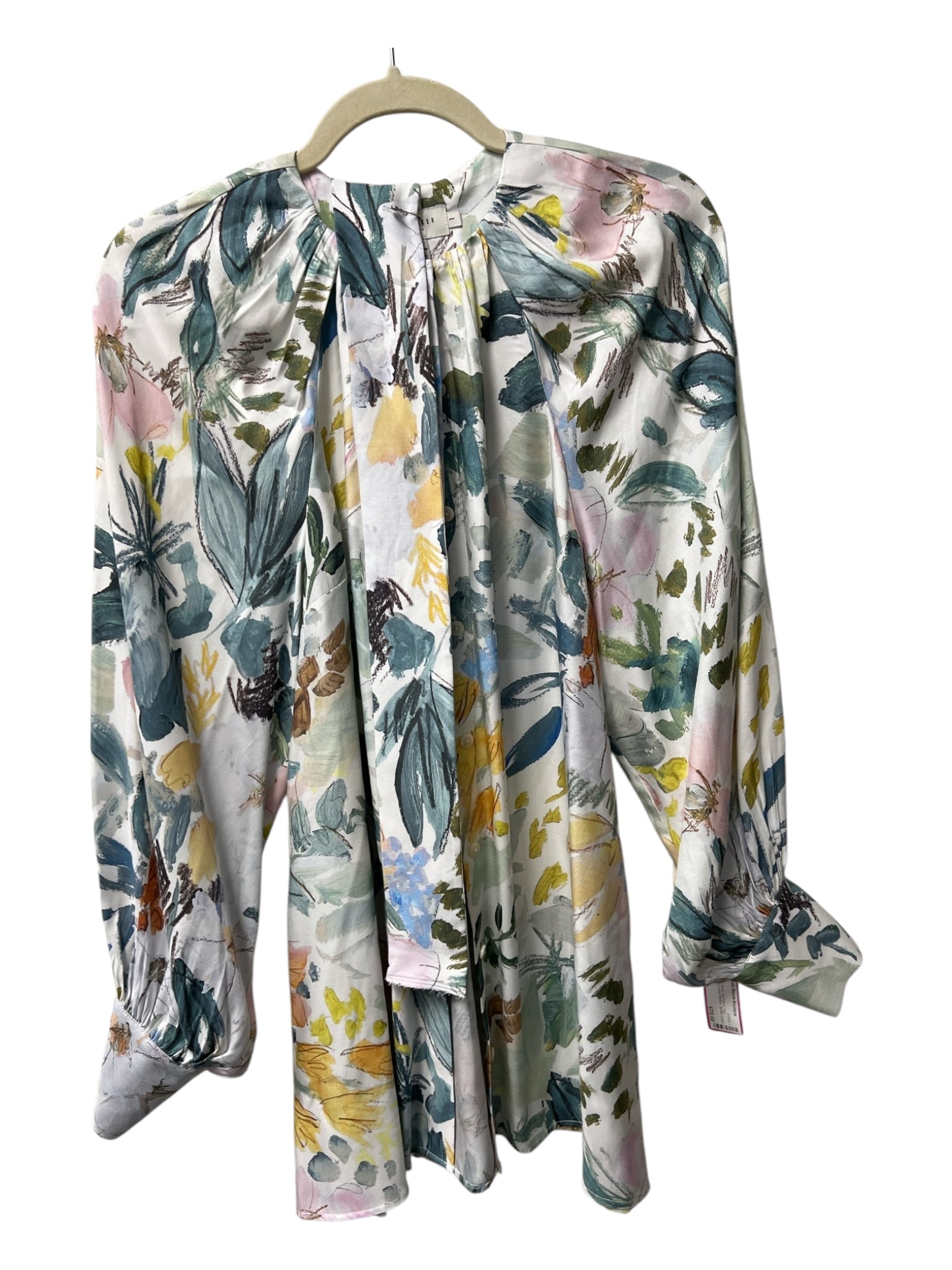 Ted Baker Size 1 White, Teal & Multi No Fabric Tag Abstract Floral Top