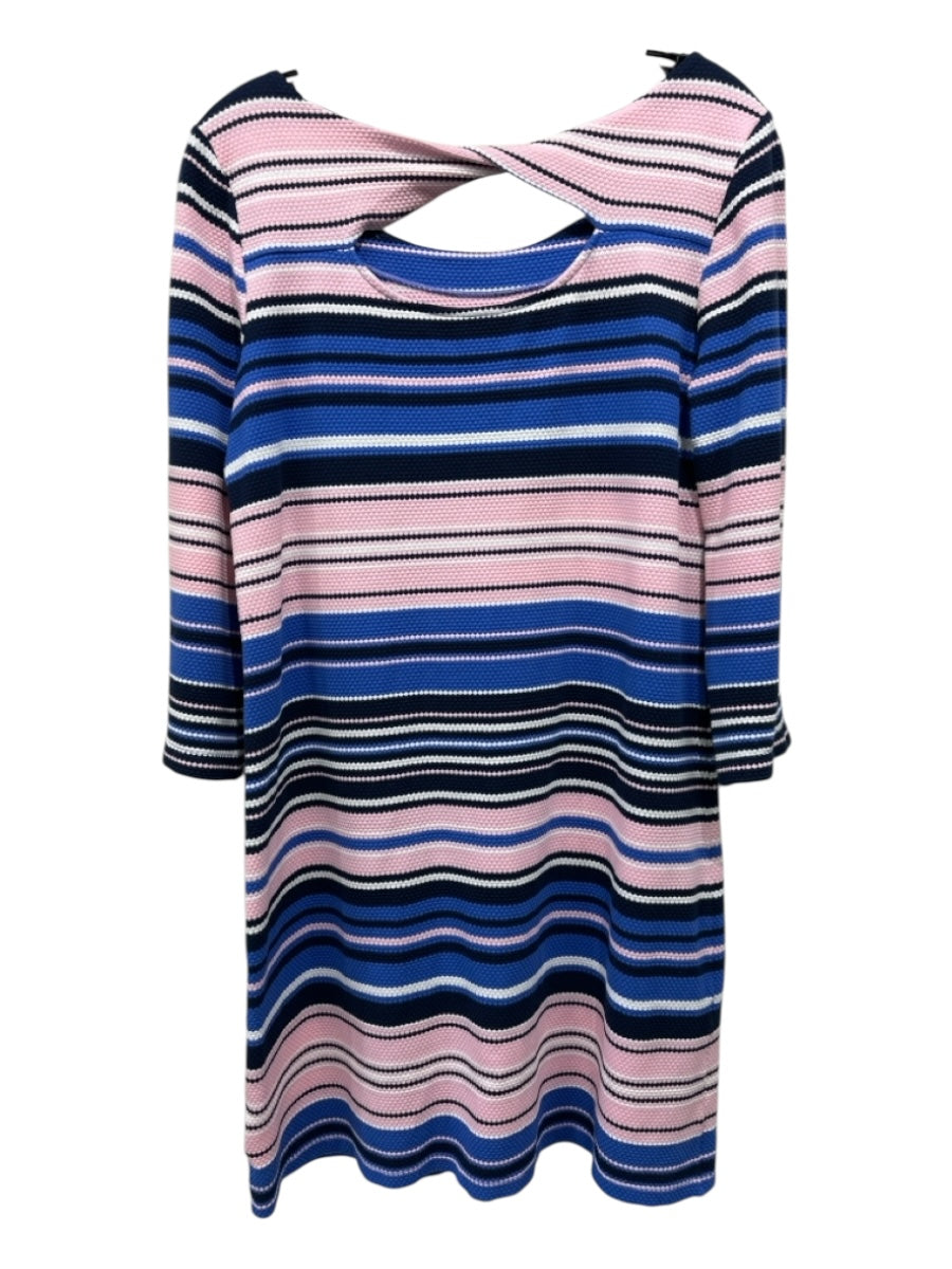 Lilly Pulitzer Size L Blue, Pink, Navy Cotton & Polyester Scoop Neck Dress
