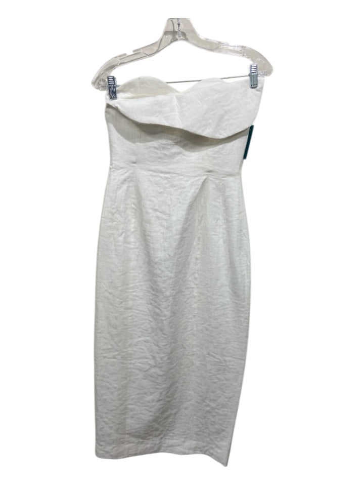 Mara Hoffman Size 2 White Cotton Assymetric Neck Zip Close Strapless Dress