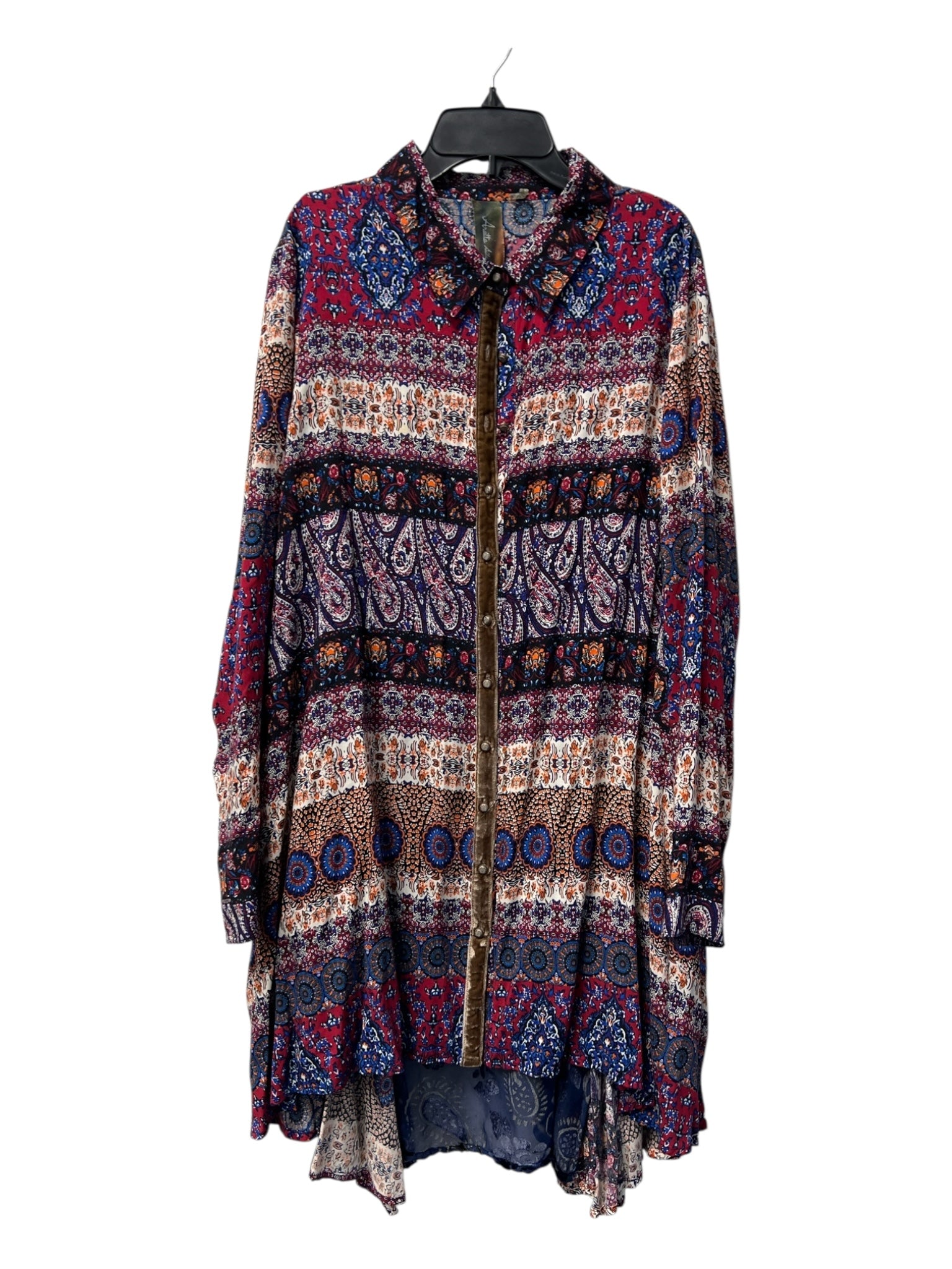 Aratta Silent Journey Size Est M Multi Rayon Blend Maxi Collared Dress