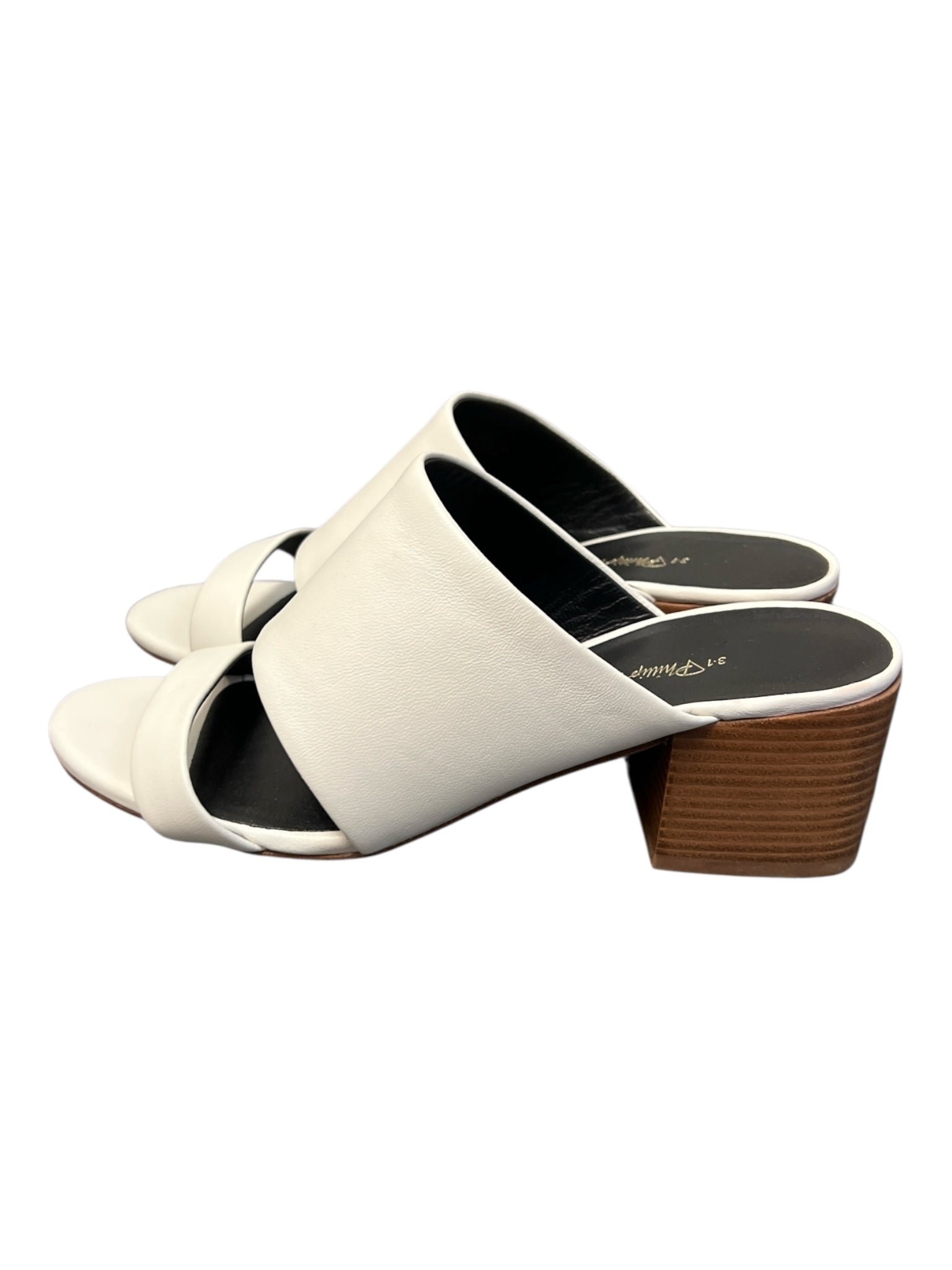 3.1 Phillip Lim Shoe Size 36.5 White Leather Block Heel Wide Straight Mule Shoes