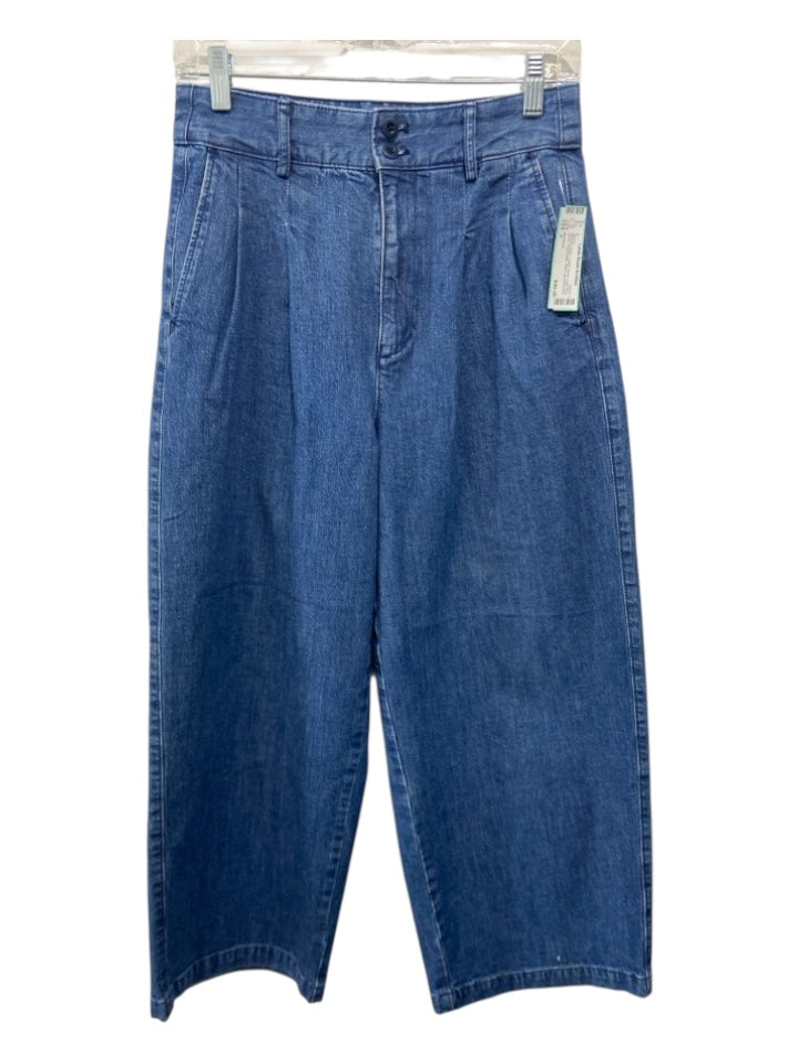 Madewell Size 2 Medium Wash Cotton Denim High Rise zip fly Pleat Detail Jeans