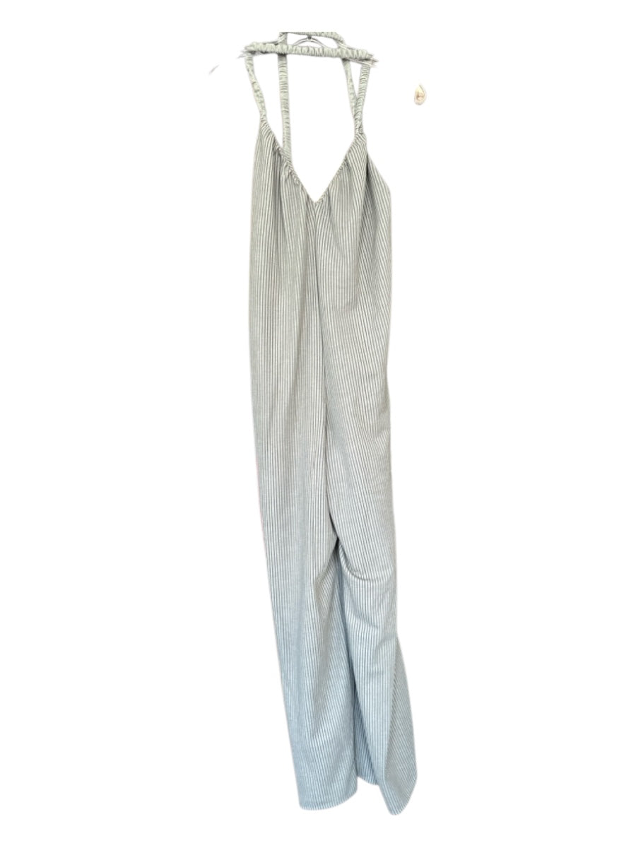 Zara Size S Green & Gray Sleeveless Striped Racerback Maxi Dress