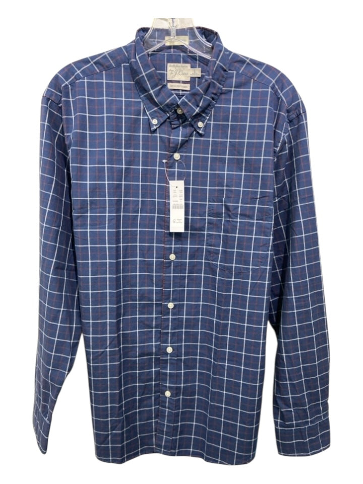 J Crew NWT Size L Blue & Multi Cotton Blend Grid Button up Long Sleeve Shirt