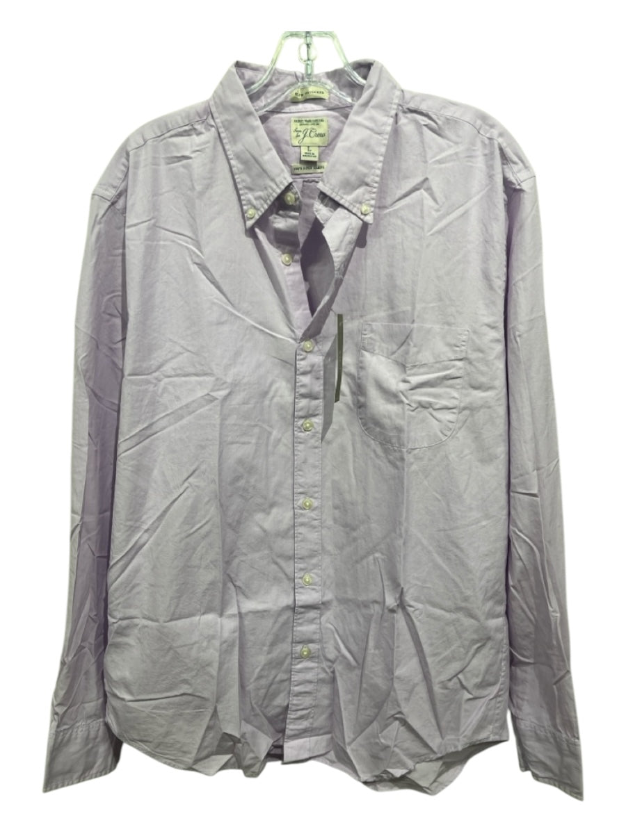 J Crew NWT Size L Purple Cotton Blend Solid Button Up Men's Long Sleeve Shirt