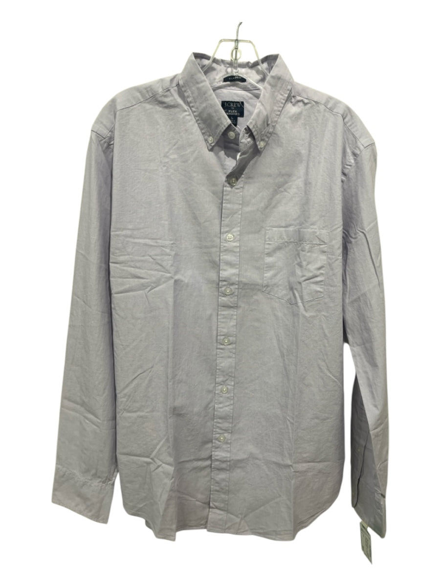 J Crew NWT Size L Purple Cotton Blend Solid Button Up Men's Long Sleeve Shirt