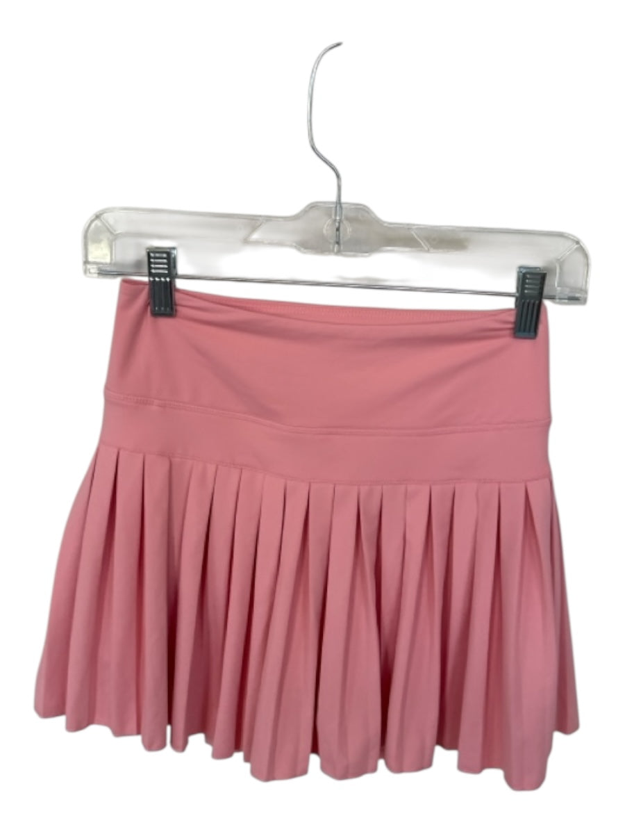 Goldhinge Size S Peach Polyester Blend Pleated Athletic Skort