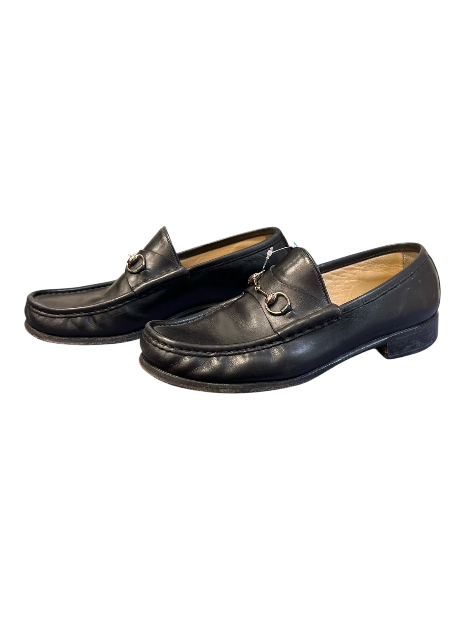 Gucci Shoe Size 9.5 B Black Leather Silver Hardware Loafer Slip On Shoes
