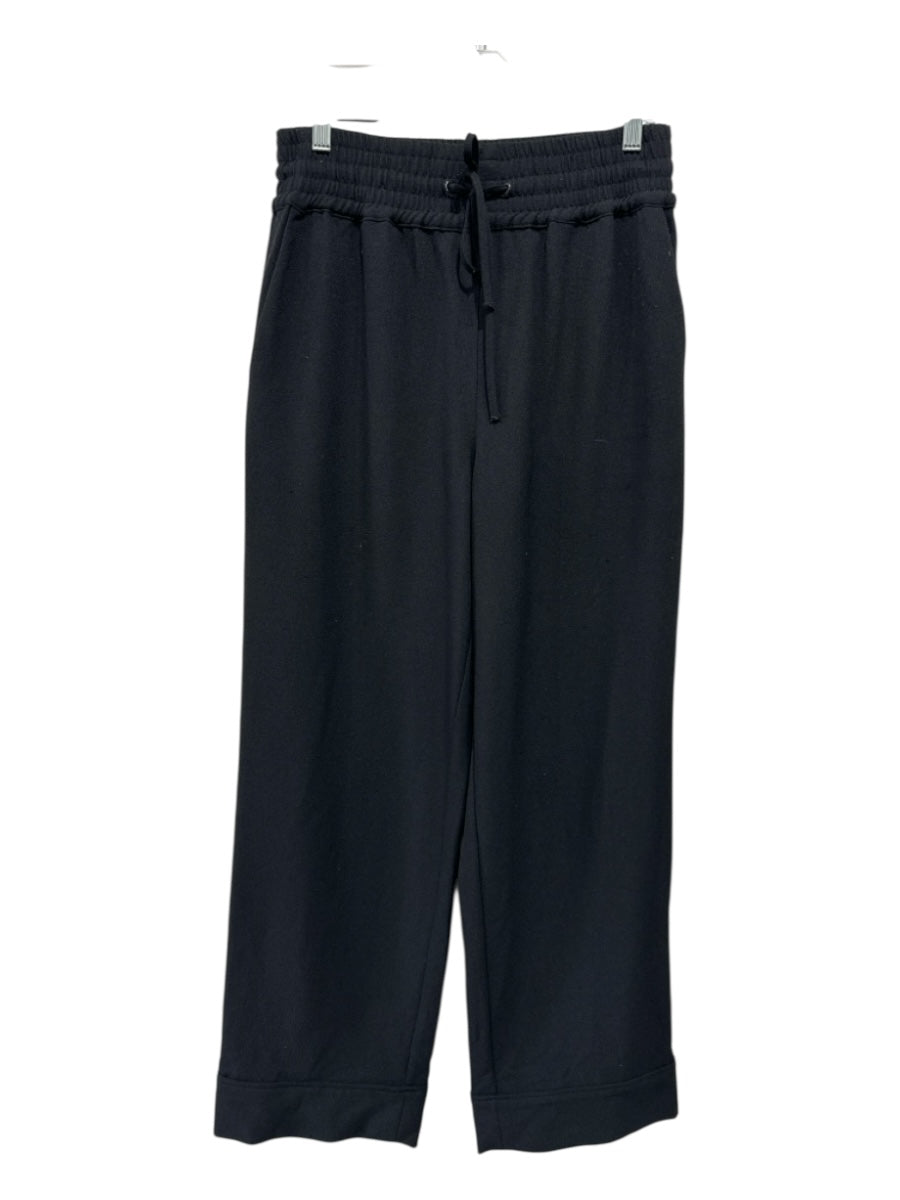 Ganni Size 36 Black Polyester Blend Elastic Drawstring Waist Straight Leg Pants