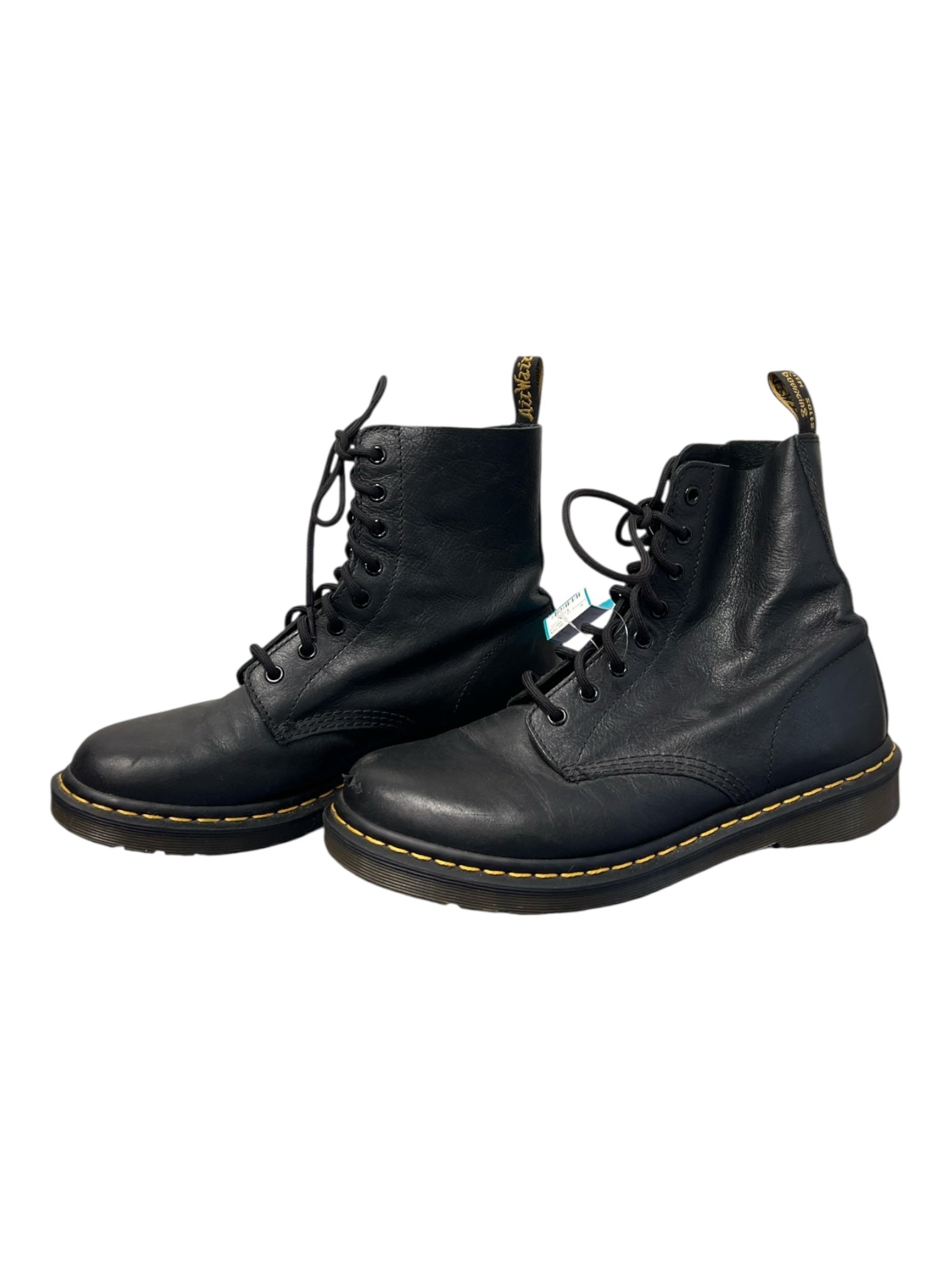 Dr Martens Shoe Size 10 Black Leather Above Ankle lace up Pull Tab Boots