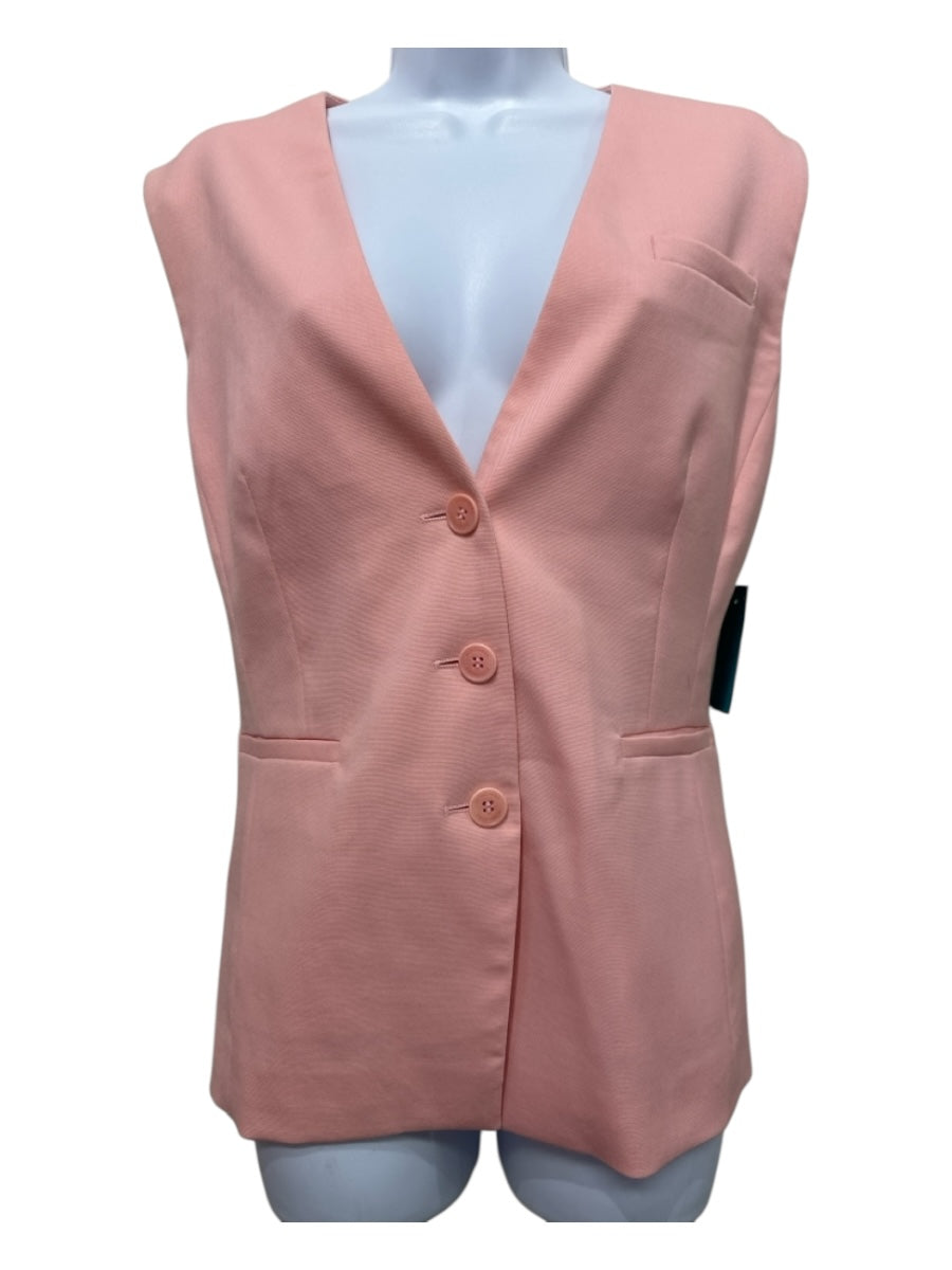 Altuzarra Size 46 Dusty Rose Virgin Wool Blend 3 Button Darted Wide Leg Pant Set