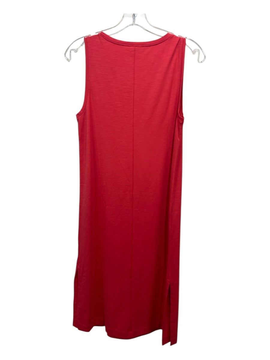 Lilla P Size XS Red Orange Cotton & Modal Heathered Sleeveless V Neck Dress