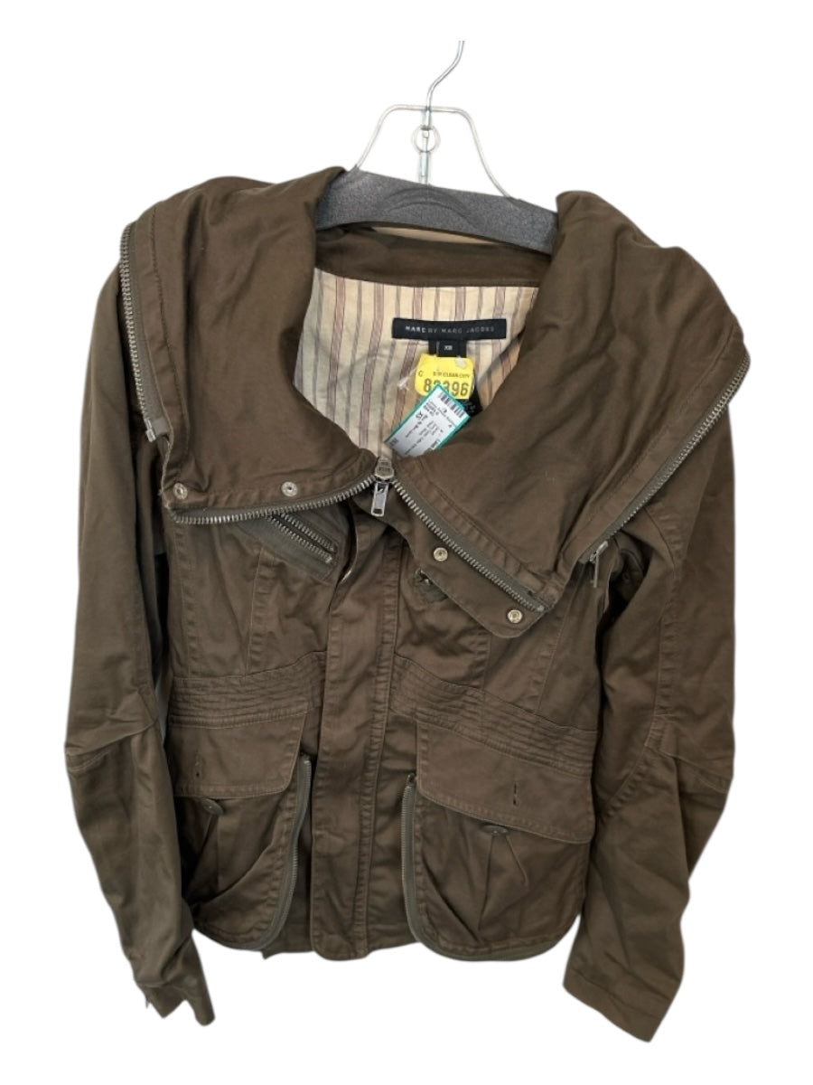 Marc By Marc Jacobs Size XS Army Green Cotton Brass Hardware Hood Jacket