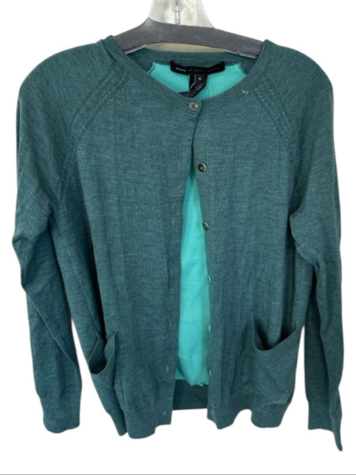 Marc By Marc Jacobs Size M Teal Wool Blend Cardigan Sweater