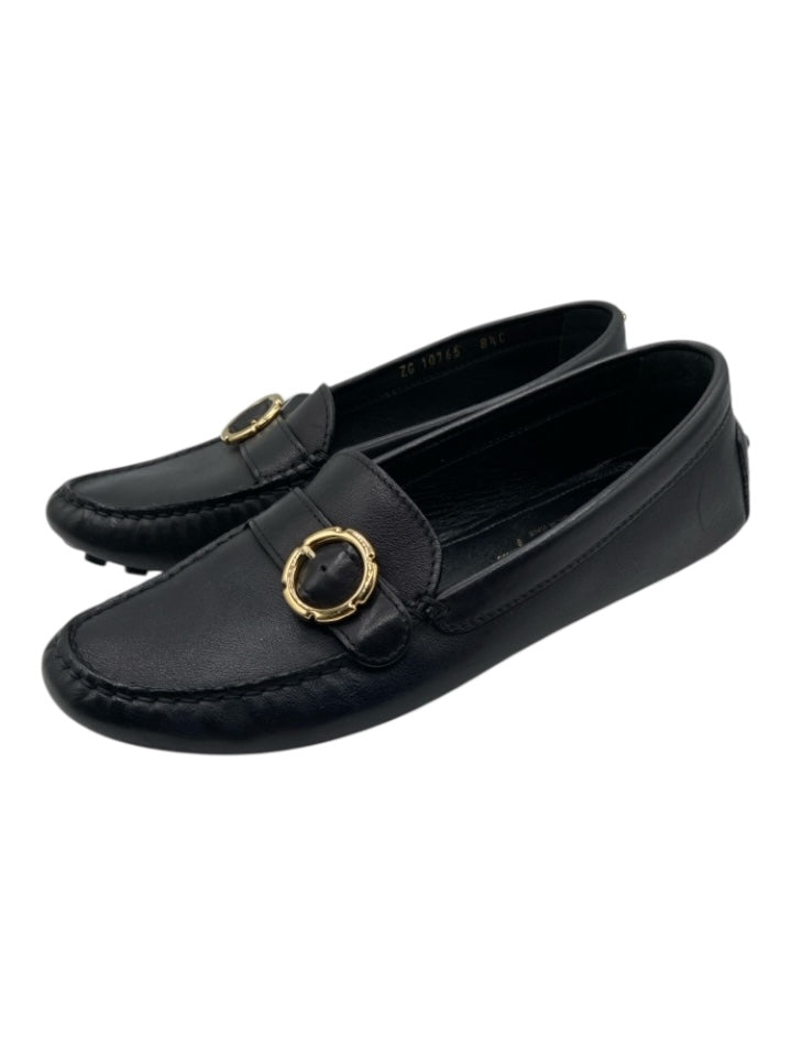Salvatore Ferragamo Shoe Size 8.5 Black Leather goldtone hardware Mule Loafers