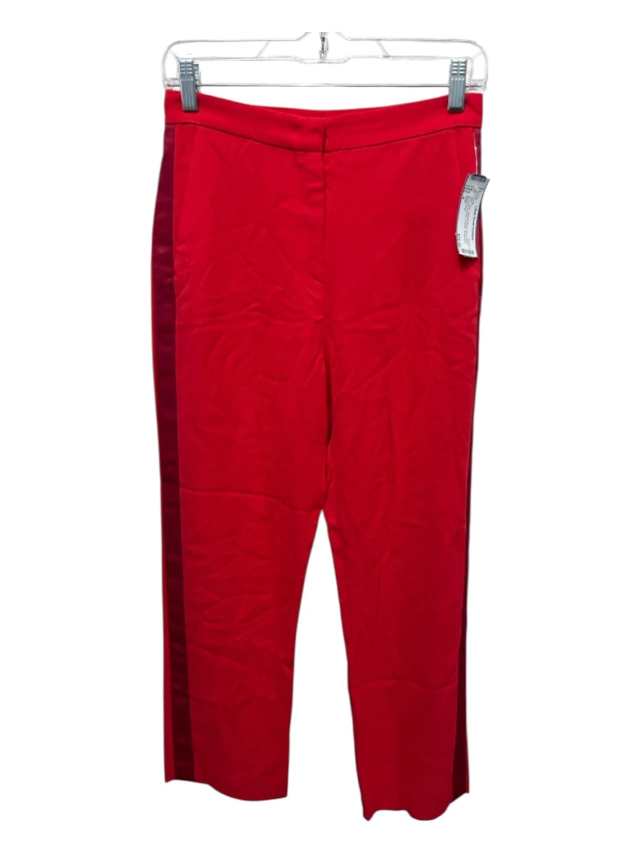 Pinko Size 4 Red Viscose Blend Zip & Hook Closure Pockets Trouser Pants