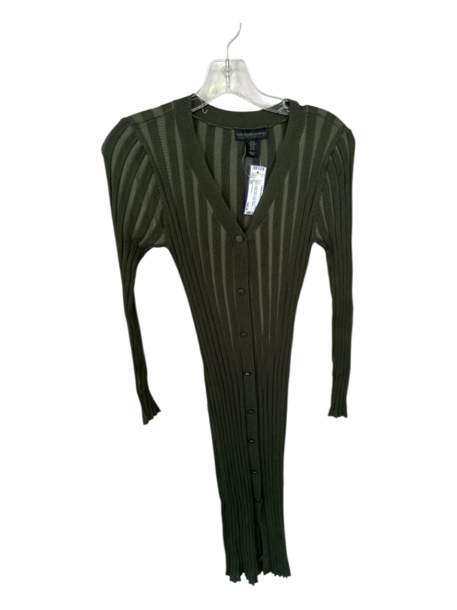 House of Harlow Size XS Green Rayon Blend Long Sleeve Ribbed Button Down Dress