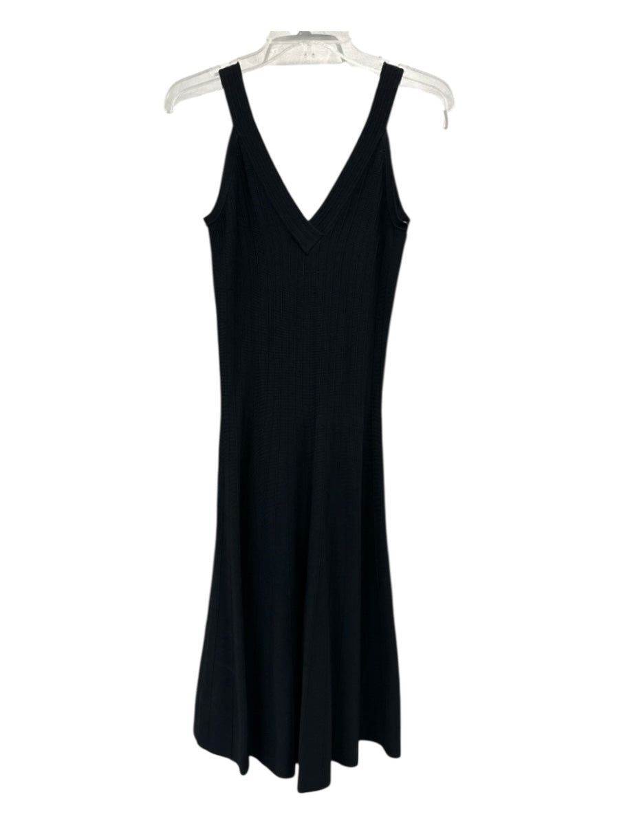 Massimo Dutti Size Small Black No Fabric Tag Sleeveless Rib Knit Double V Dress