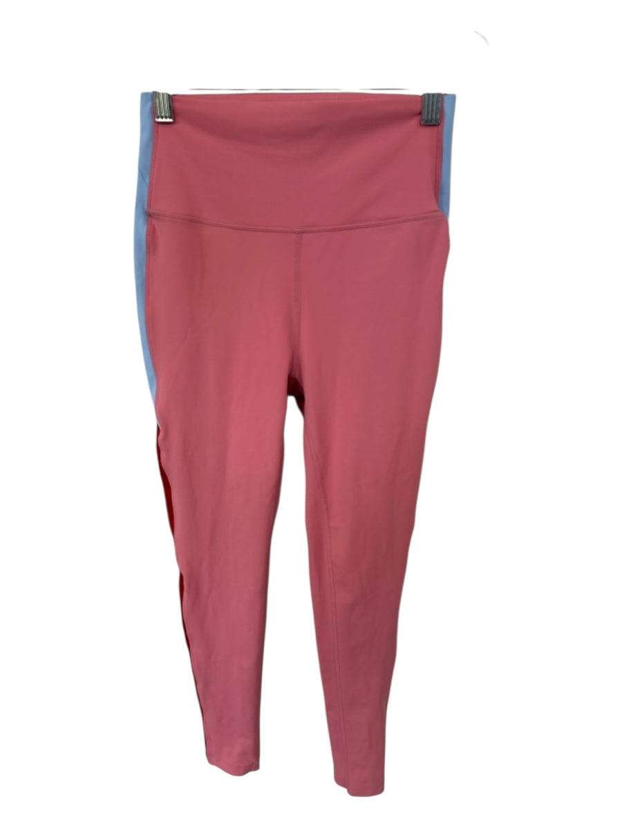 Splits 59 Size M Coral & Blue Polyester Blend High Waist Side Stripe Leggings