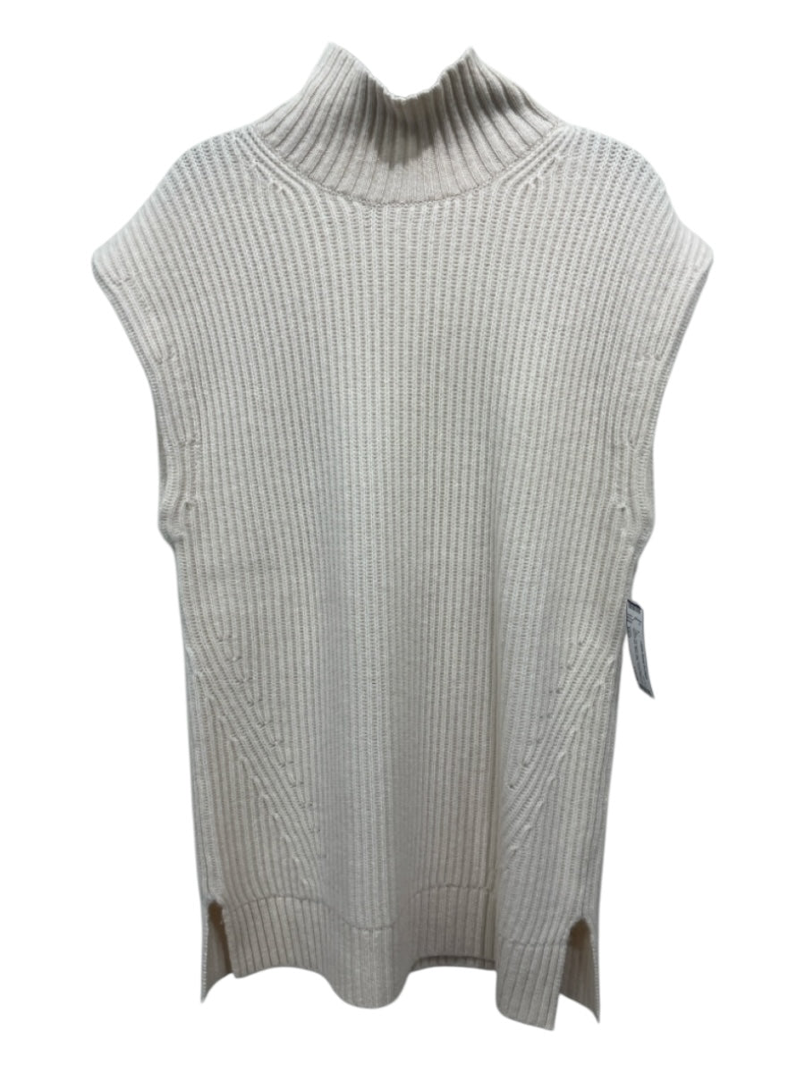 J Crew Size XS/S Cream No Fabric Tag Sleeveless Ribbed Knit Mock Neck Tunic Top