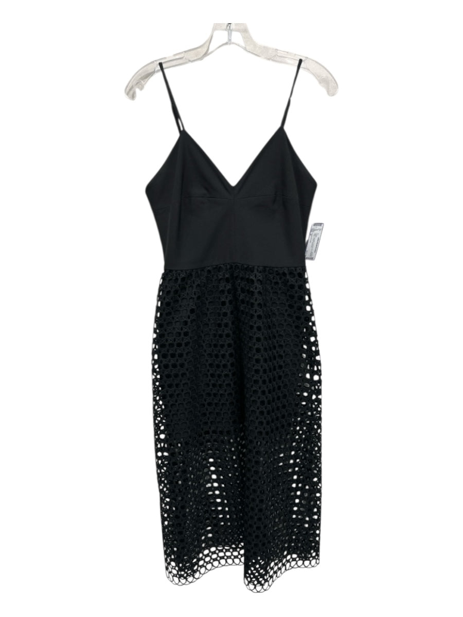 Karina Grimaldi Size M Black Polyester Crochet Lace Spaghetti Strap V Neck Dress