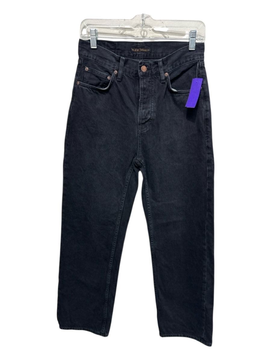 Nudie Jeans Size 26 Black Cotton Denim Mid Rise Straight Leg Button Fly Jeans