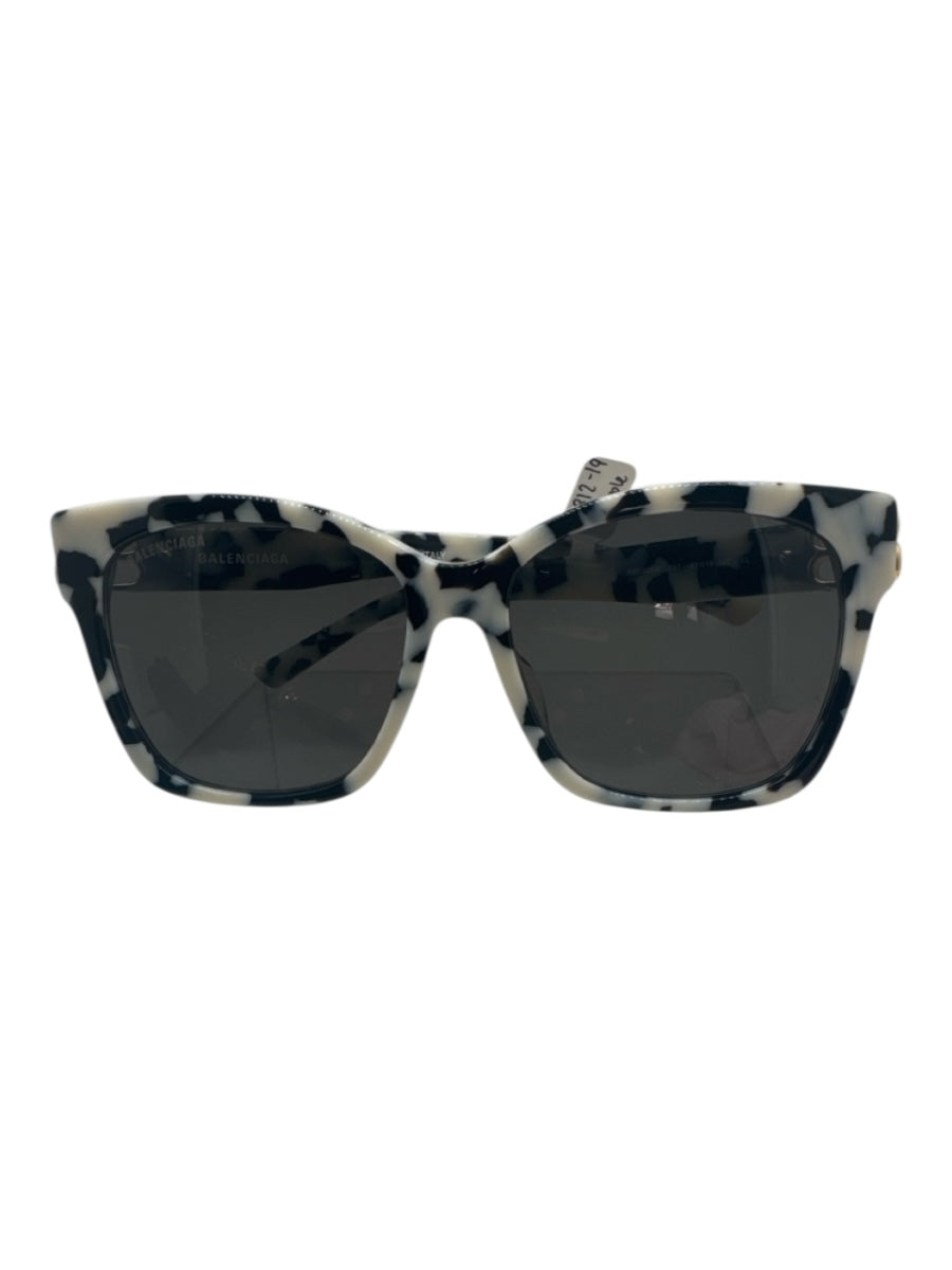 Balenciaga White, Black & Aqua Acetate Tinted Square Frame marbled Sunglasses
