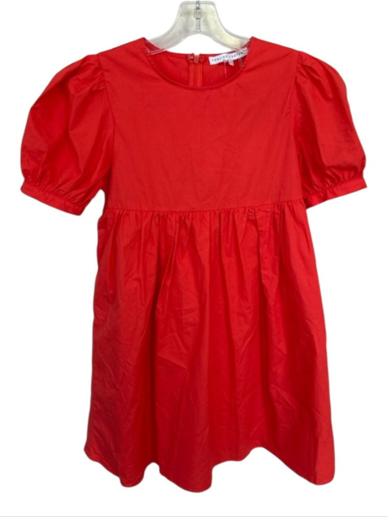 English Factory Size XS Tomato Cotton Short Balloon Sleeve Back Zip Dress