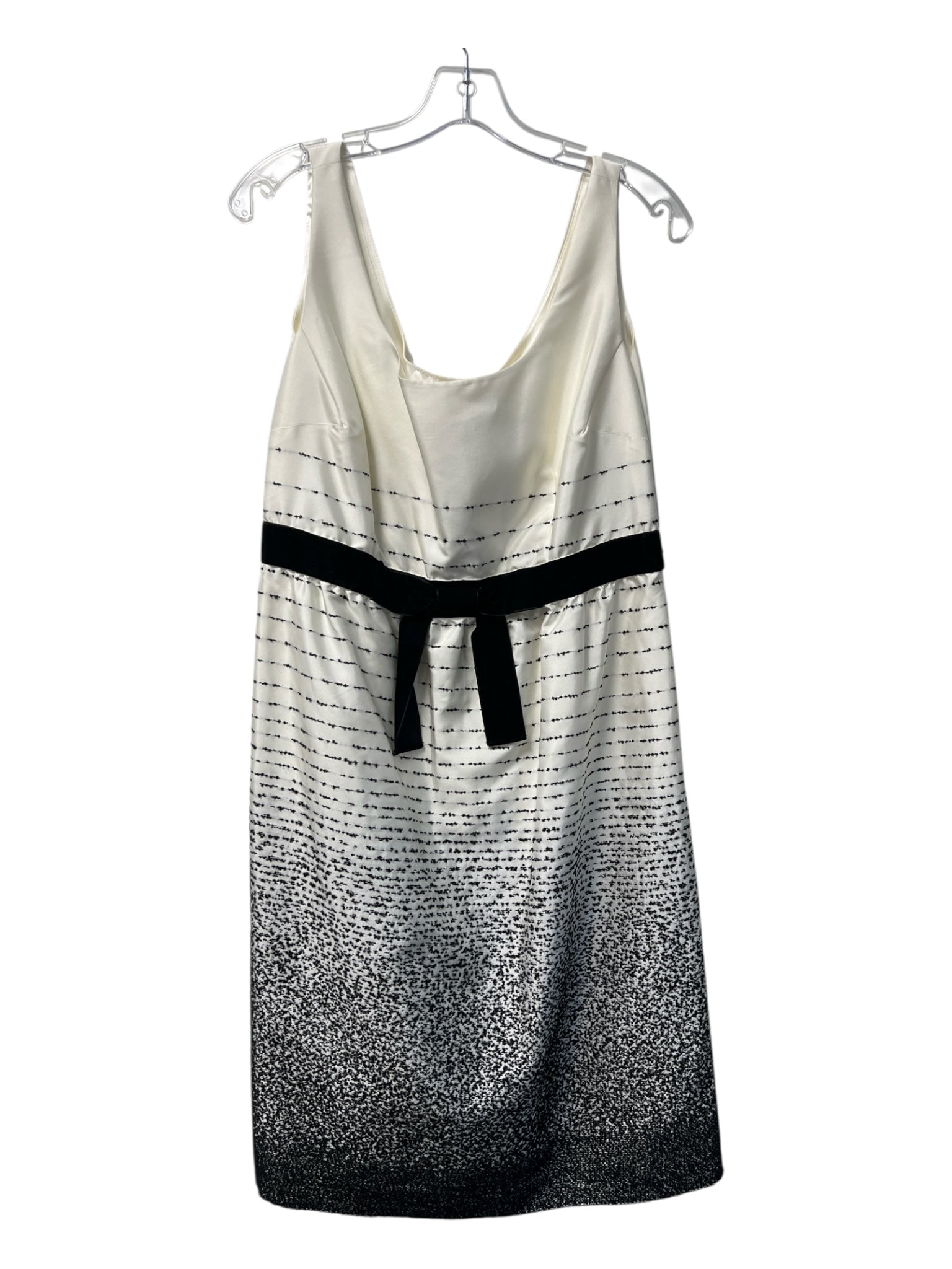 Kate Spade Size 12 Cream & Black Acetate Sleeveless Textured Velvet Ribbon Dress