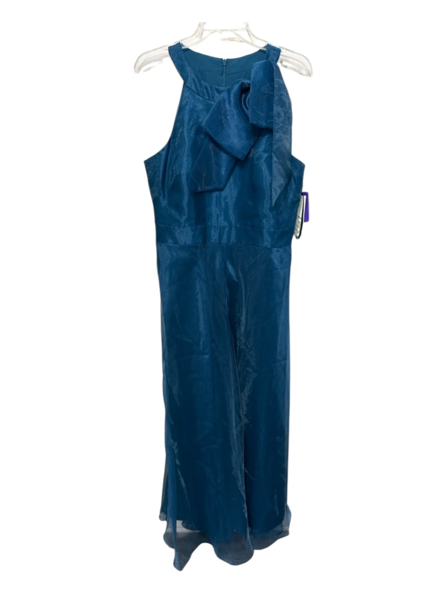 Eliza J Size 14 Teal Blue Polyester organza overlay Sleeveless Wide Leg Jumpsuit