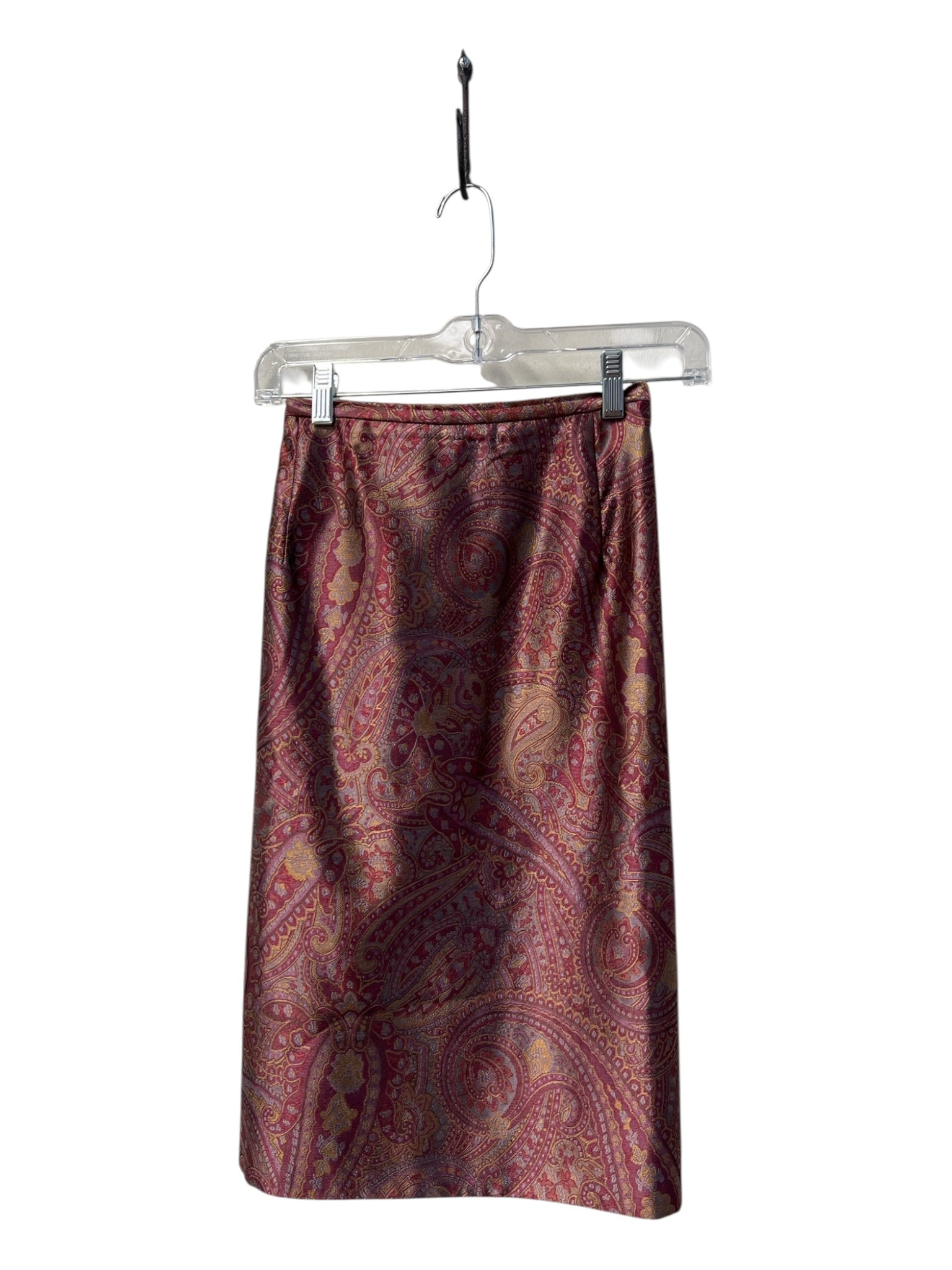 Kay Unger Size 14 Burgundy Silk & Rayon Square Neck Velvet Accents Paisley Set