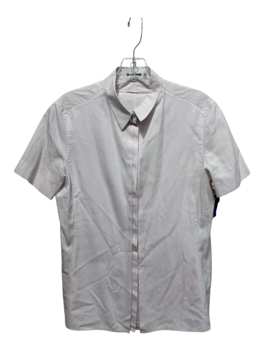 Jil Sander Size 38 Pink Cotton Button Up Short Sleeve Collar Top