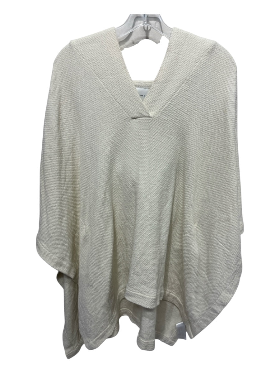 Solid & Striped Size One Size Cream Cotton Blend Hood Tie Side V Neck Sweater