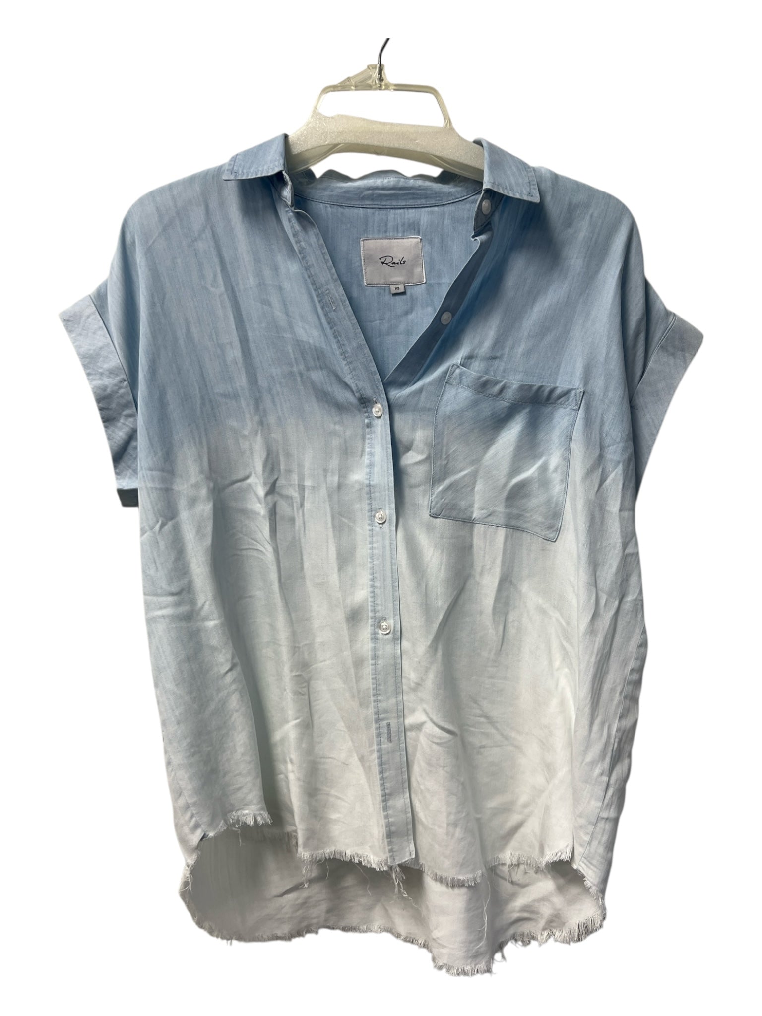 Rails Size XS Blue Fade Lyocell Dip Dye Collared Button Down drop shoulder Top