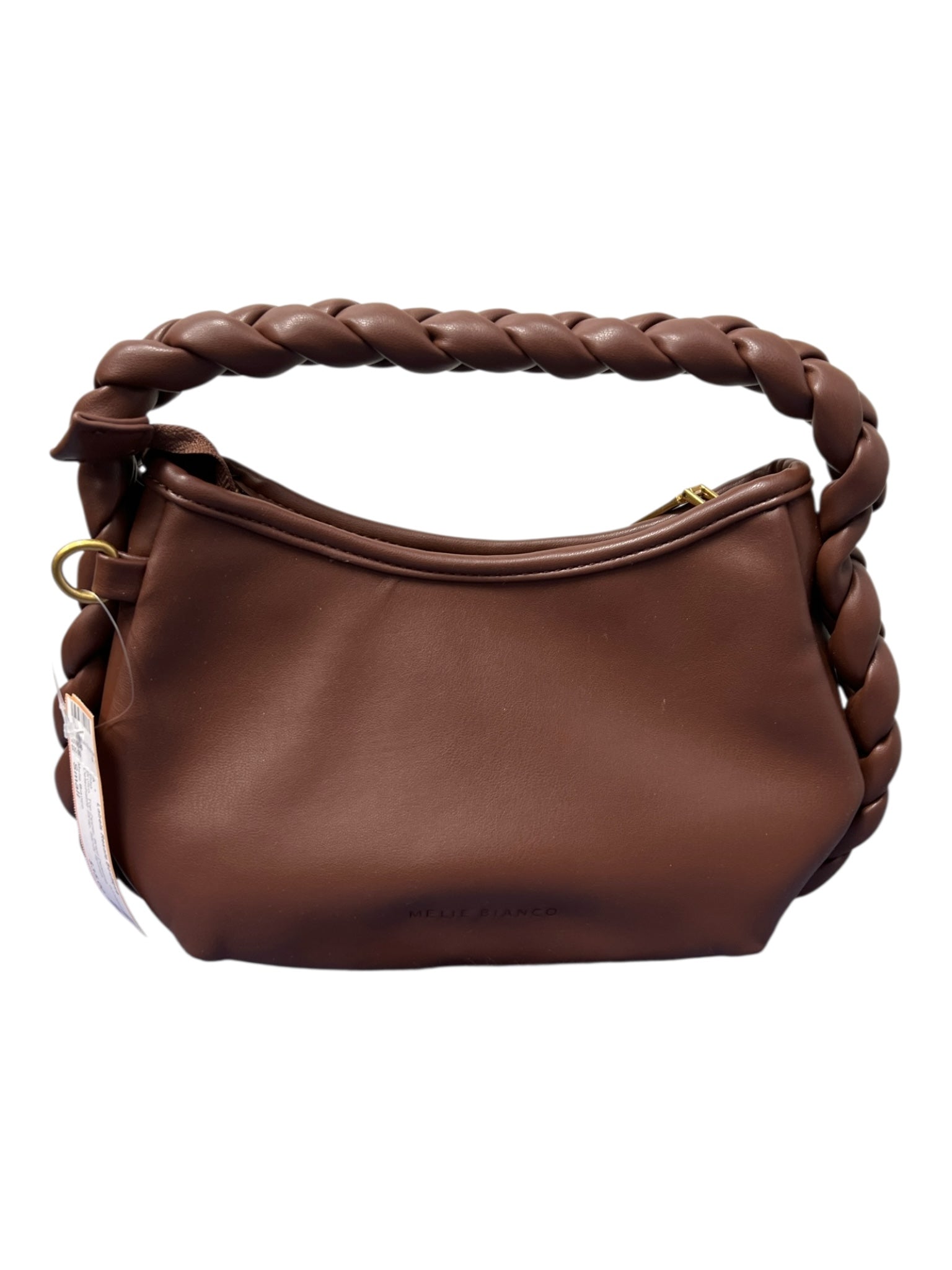 Melie Bianco Brown Top Zipper Braid Detailing Detachable Strap Bag
