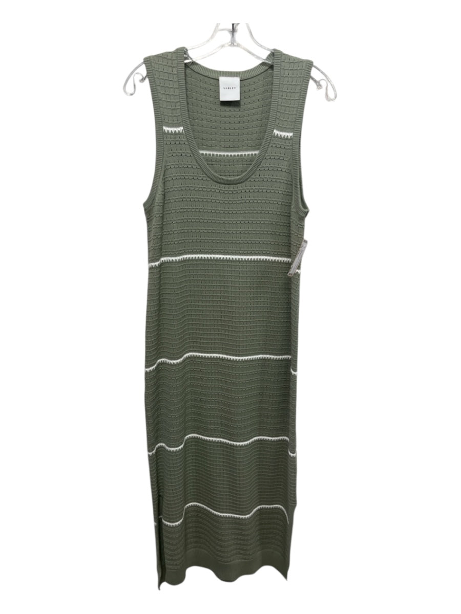 Varley Size Medium Sage green Cotton Knit Sleeveless Midi Dress