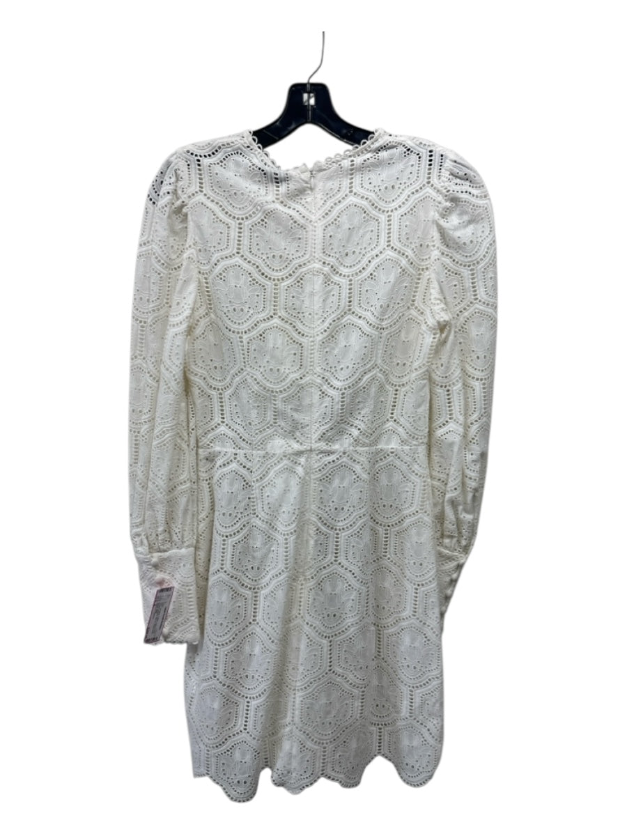 Rebecca Vallance Size 6 Off White Cotton Lace Overlay scallop neckline Dress