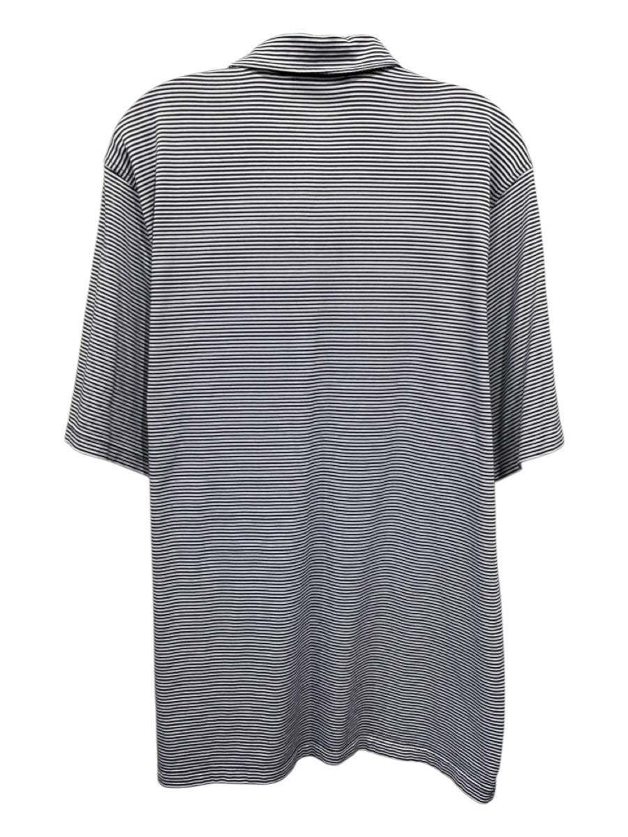The Open Size L Navy & White Cotton Striped Polo Men's Short Sleeve