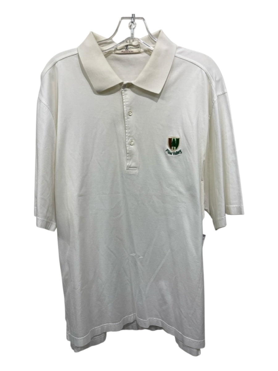 Fairway & Greene Size L White Cotton Solid Polo Men's Short Sleeve