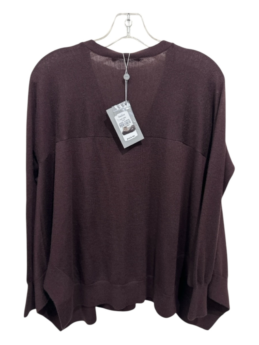 Neiman Marcus Size XS Brown Cashmere Button Up Long Sleeve Boxy Cardigan