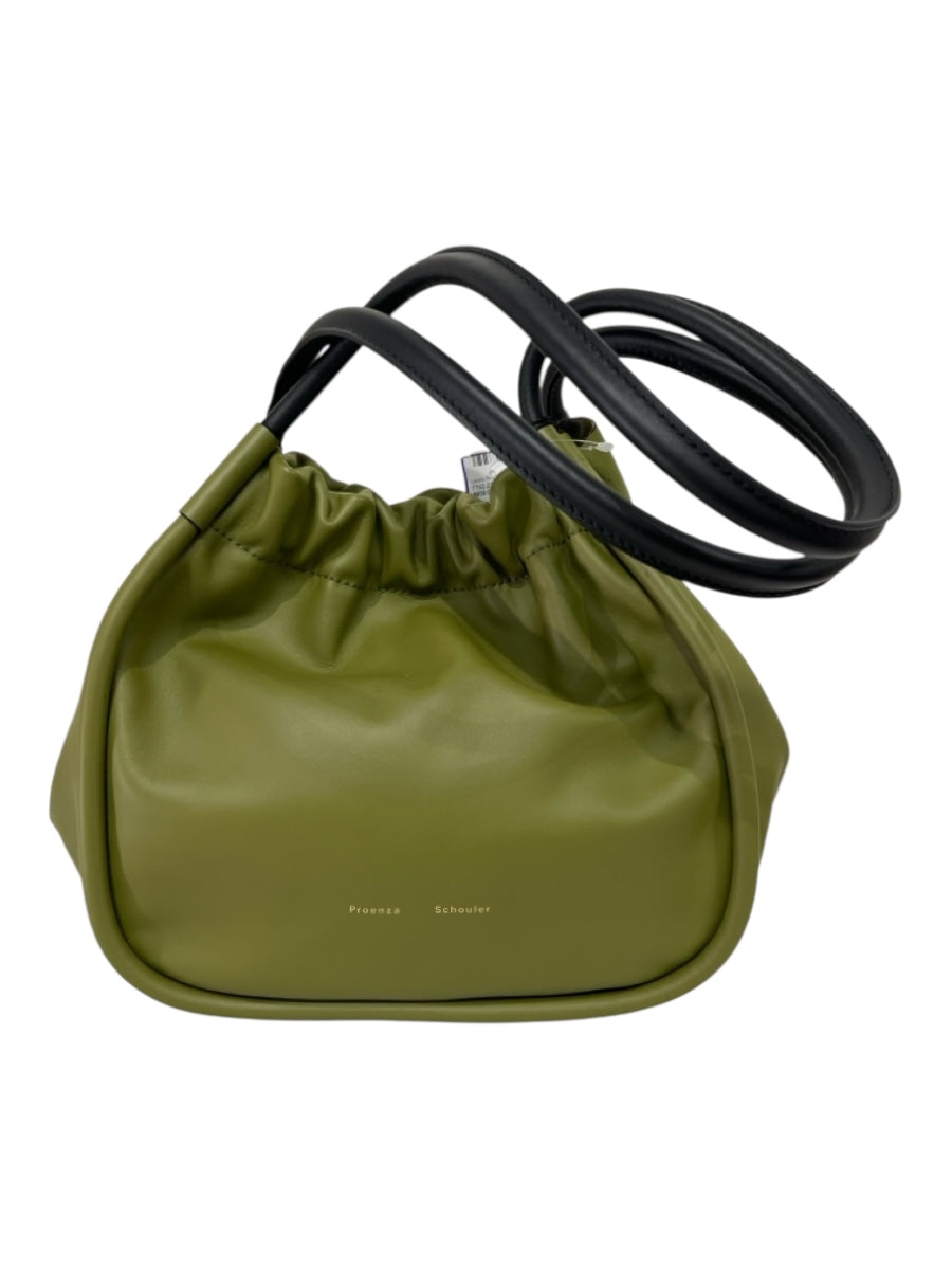 Proenza Schouler Olive Green & Black Leather Ruched Magnetic Close Purse
