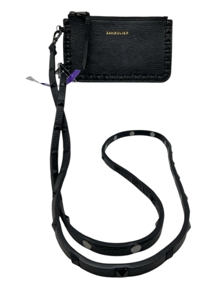 Bandolier Black Pebble Leather Studded Detachable Strap Crossbody Bag