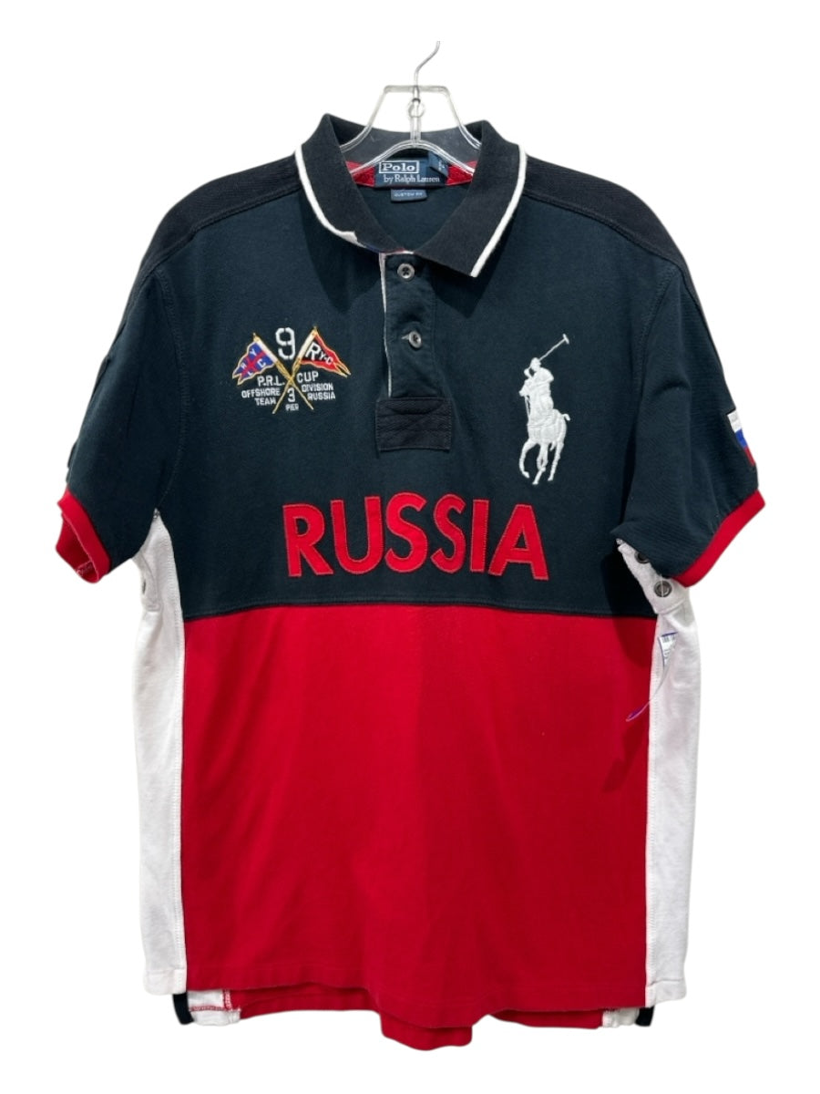 Polo Size XL Red & Black Cotton Color Block Polo Men's Short Sleeve